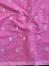 Banarasee Handwoven Tissue Saree With Sliver Zari Checks Design-Pink