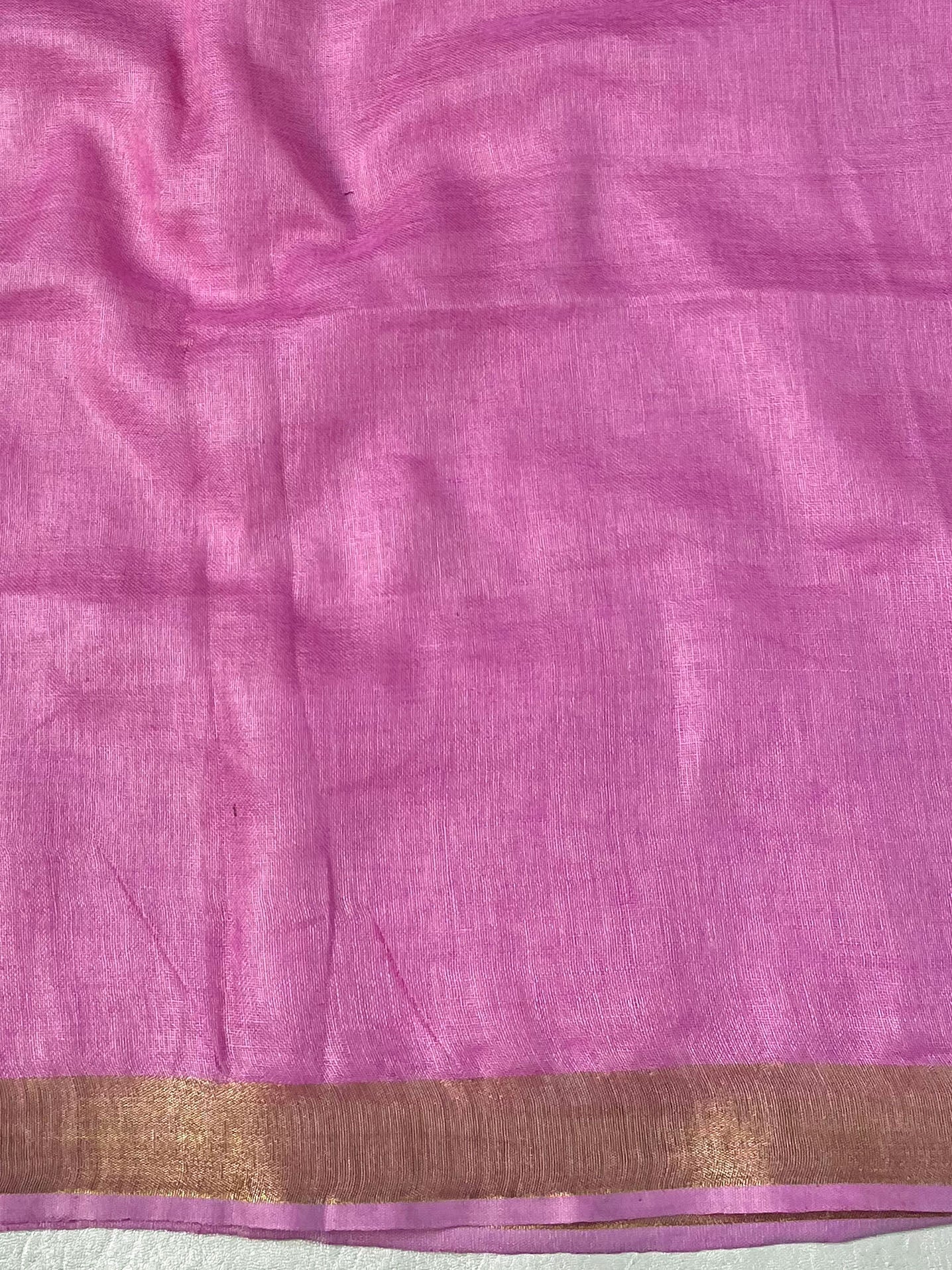 Banarasee Handloom Linen By Tissue Metallic Shine Saree-Pink