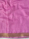 Banarasee Handloom Linen By Tissue Metallic Shine Saree-Pink