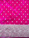 Banarasee Handwoven Semi Katan Plain Saree With Zari Border Design- Fuchsia Pink