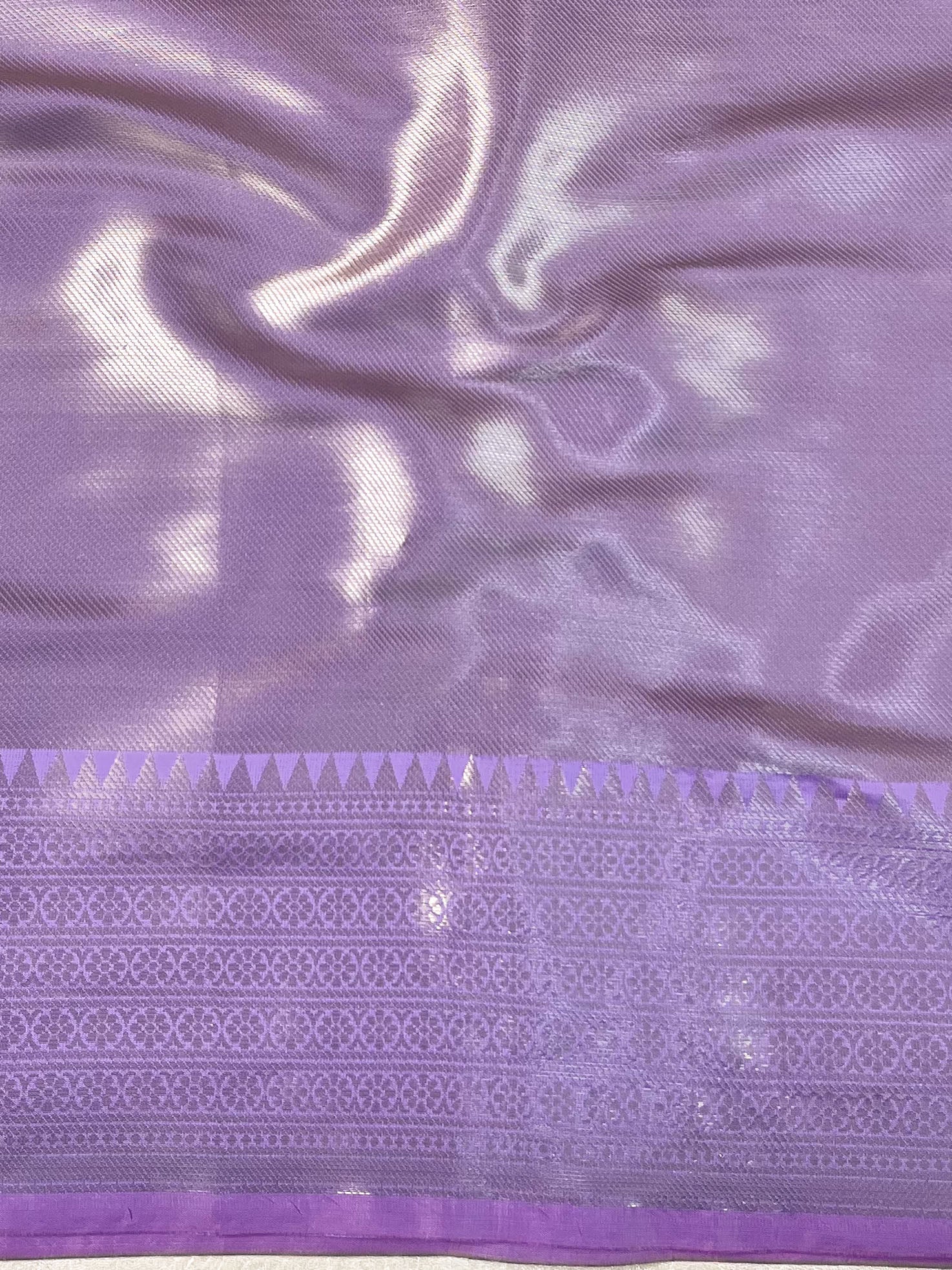 Banarasee Handwoven Tissue Saree Zari Design & Border-Lavender