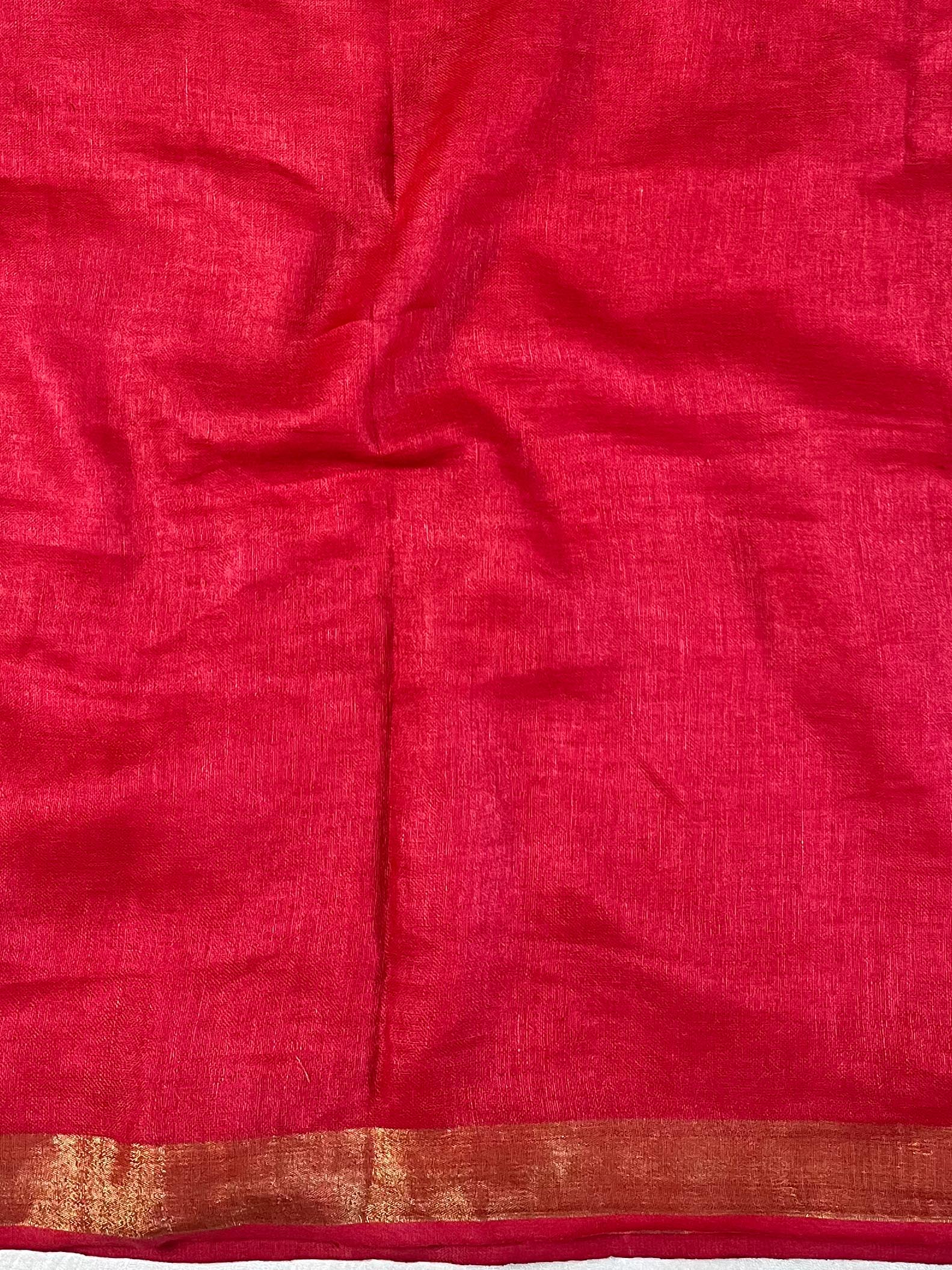 Bhagalpur Handloom Pure Linen Cotton Saree With Zari Design-Red