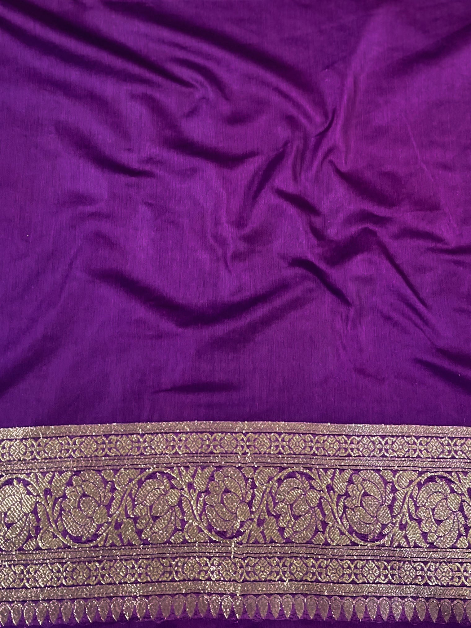 Banarasee Handwoven Faux Georgette Saree With Silver Zari Design-Violet