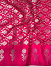 Banarasee Handwoven Semi Silk Saree With Zari Buti Design-Pink