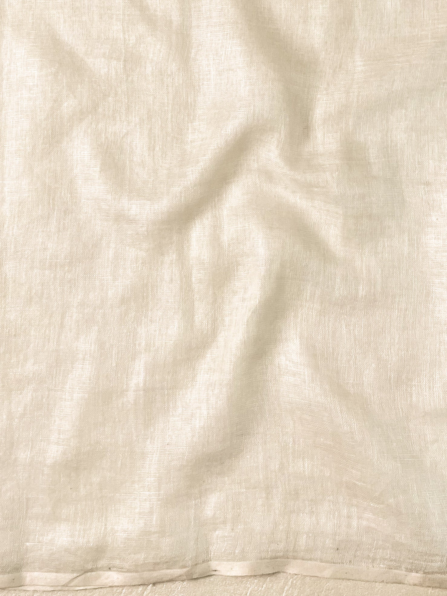 Bhagalpur Handloom Pure Linen Cotton Saree With Embroidery-White