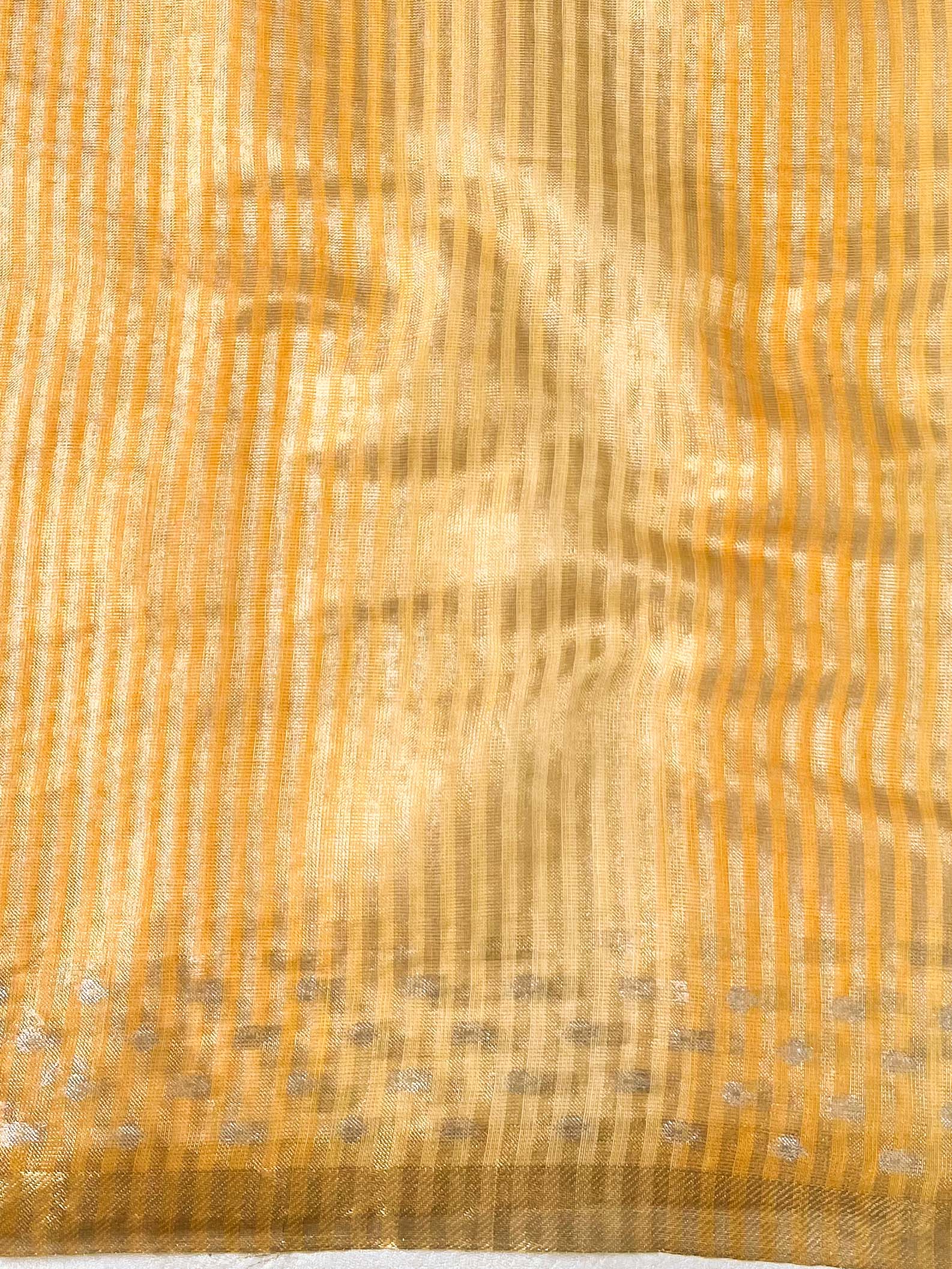 Banarasee Handwoven Shaded Tissue Saree With Gold Zari Border-Mustard Yellow