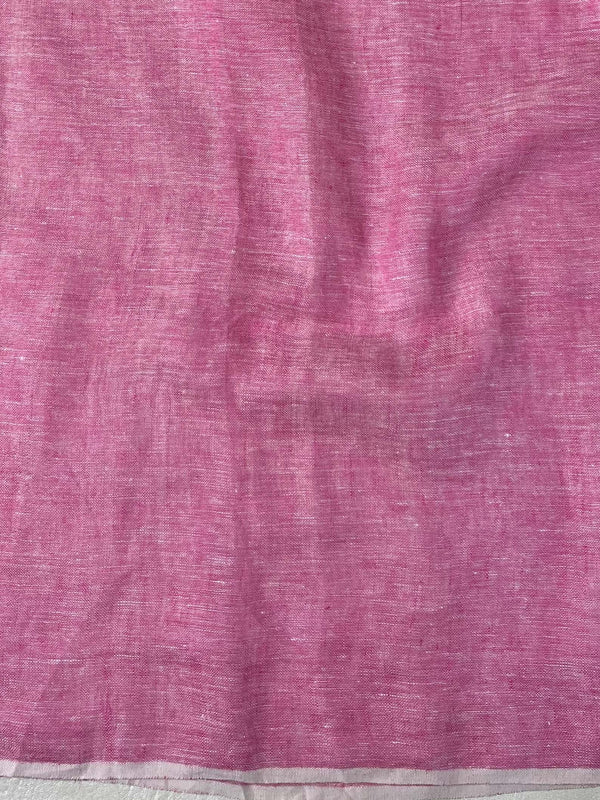 Bhagalpur Handloom Pure Linen Cotton Saree-White & Pink