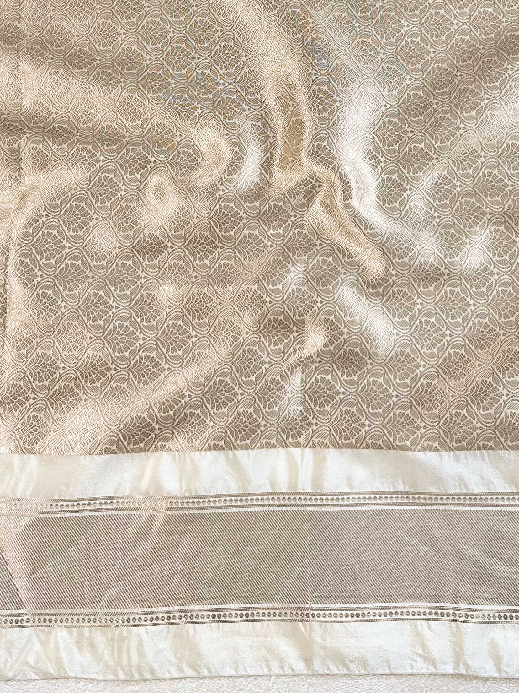 Banarasee Handwoven Semi Silk Saree With Zari Buti Design-Light Yellow