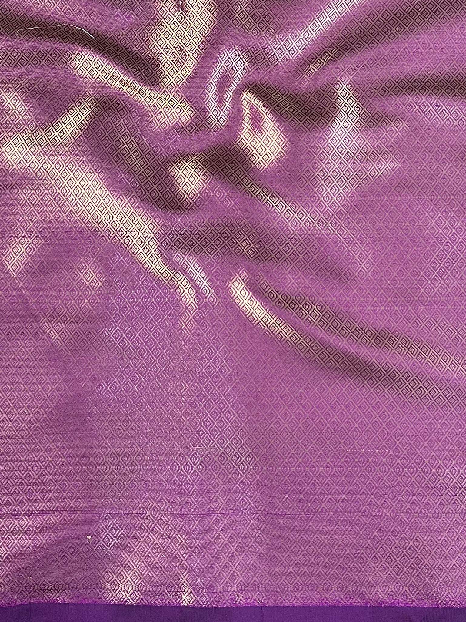 Banarasee Handwoven Semi Silk Plain Saree With Zari Border-Violet