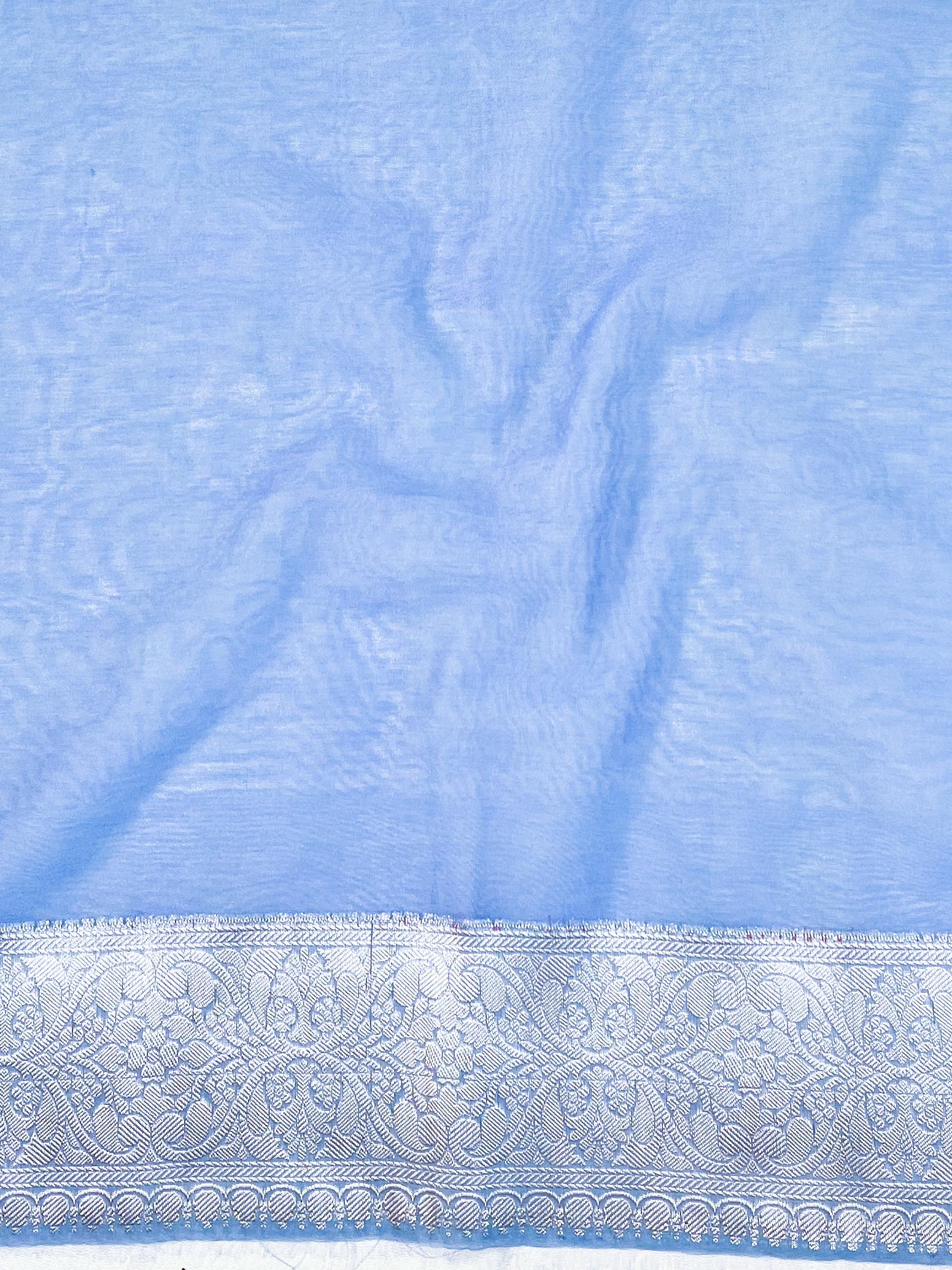 Banarasee Faux Georgette Saree With Gold Zari & Resham Jaal Work-Pastel Blue