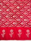 Banarasee Handwoven Semi Silk Saree With Zari Buti Design-Red