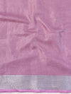 Banarasee Handloom Linen Saree With Mirror Work-Onion Pink