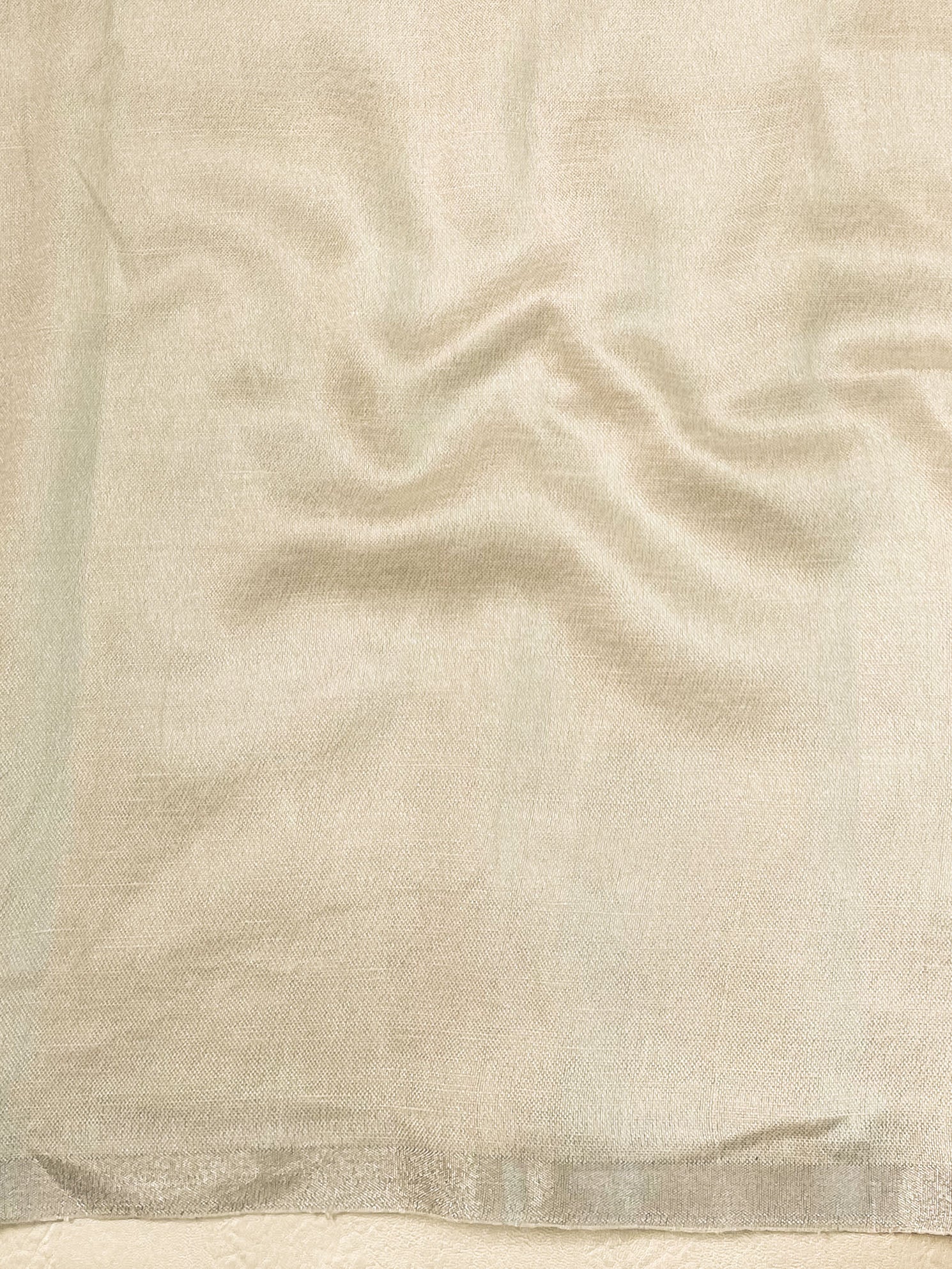 Bhagalpur Handloom Pure Linen Cotton Saree-White & Yellow