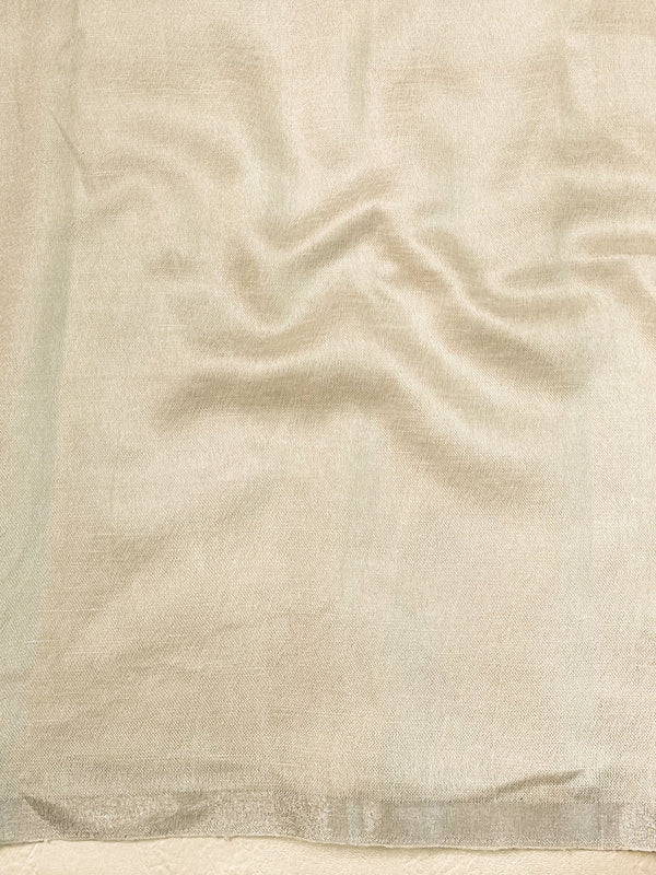 Bhagalpur Handloom Pure Linen Cotton Saree-White & Yellow