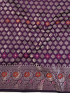 Banarasee Handwoven Semi Silk Saree With Zari Buti Design-Violet
