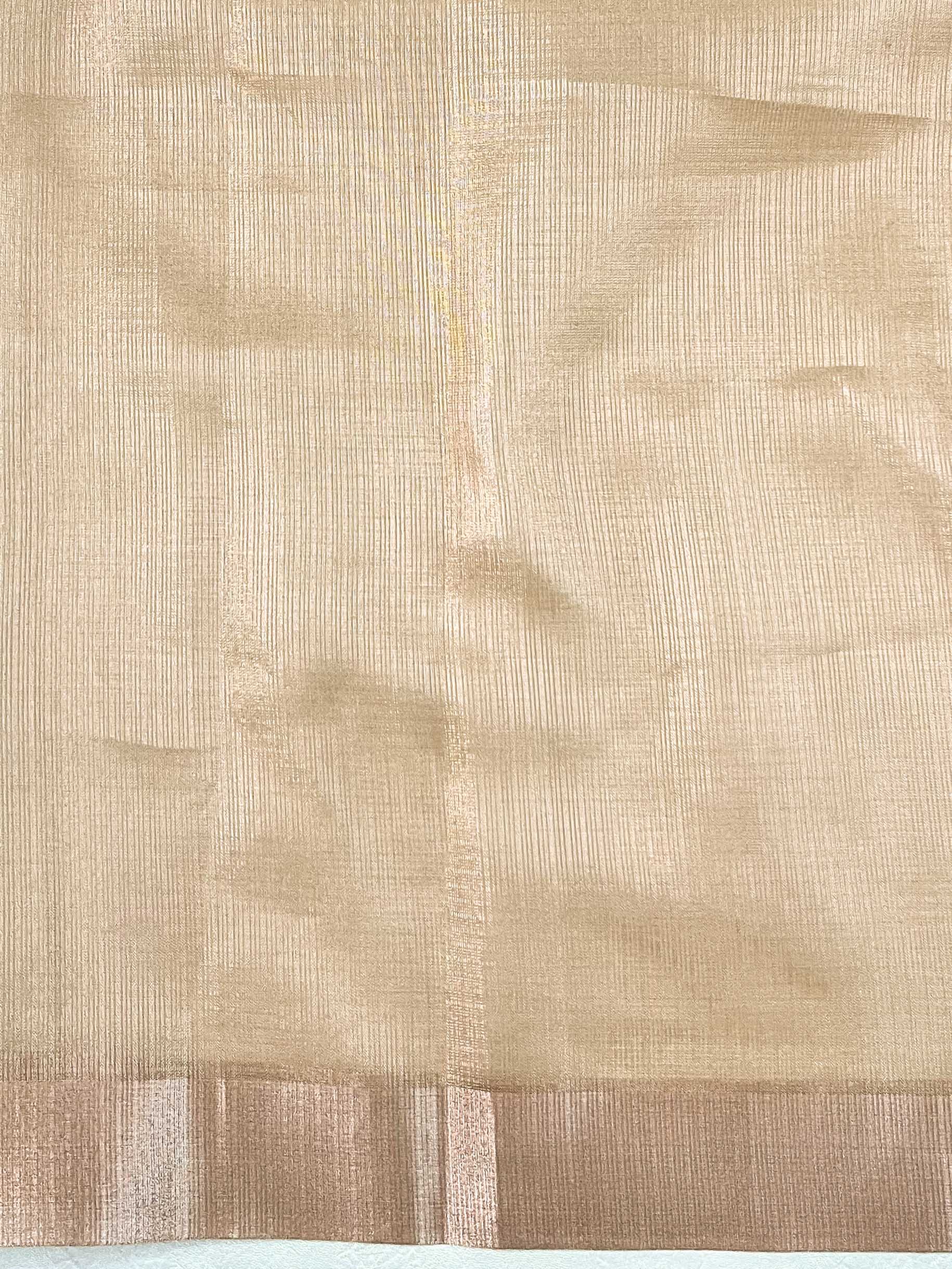 Banarasee Handwoven Tissue Saree With Embroidered Design & Zari Border-Rose Gold