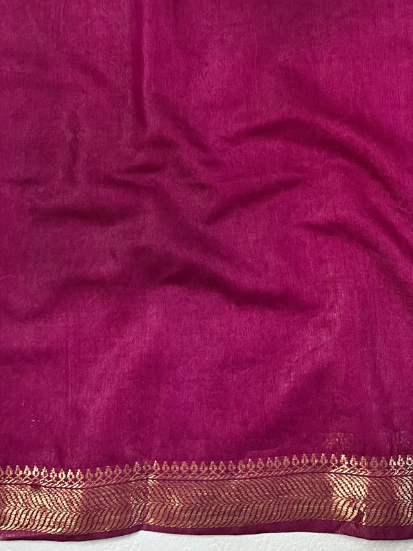 Bhagalpur Handloom Pure Linen Cotton Batik Pattern Saree-Magenta