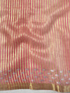 Banarasee Handwoven Shaded Tissue Saree With Gold Zari Border-Pink