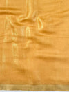 Banarasee Handloom Linen Saree With Mirror Work-Mustard Yellow