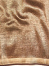 Banarasee Handloom Linen By Tissue Metallic Shine Saree-Earthy Brown