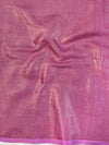 Banarasee Handloom Linen Saree With Mirror Work-Pink