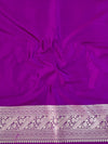 Banarasee Handwoven Semi-Katan Tanchoi Weaving With Zari Buti & Border Saree-Violet