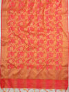 Banarasee Chanderi Cotton Stripes Salwar Kameez Fabric With Dupatta-Red