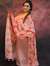 Banarasee Chanderi Cotton Embroidered Salwar Kameez Fabric With Digital Print Dupatta-Peach