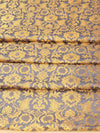 Banarasee Satin Brocade Gold Zari Jaal Design Fabric-Grey