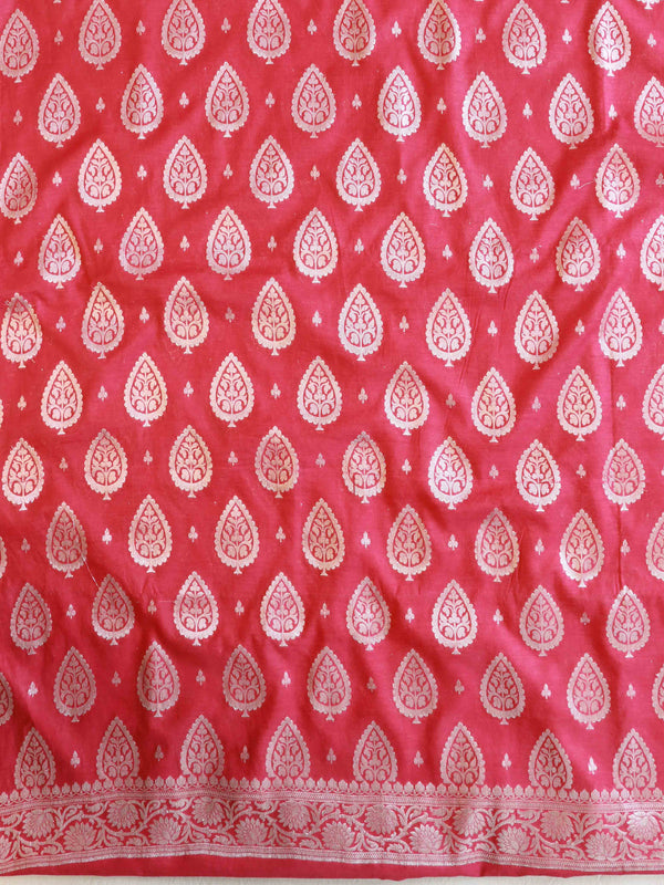 Banarasee Chanderi Cotton Kameez Zari Buti Fabric With Digital Print Dupatta-Pink