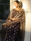 Banarasee Chanderi Zari Buti Salwar Kameez Fabric With Tissue Dupatta-Blue