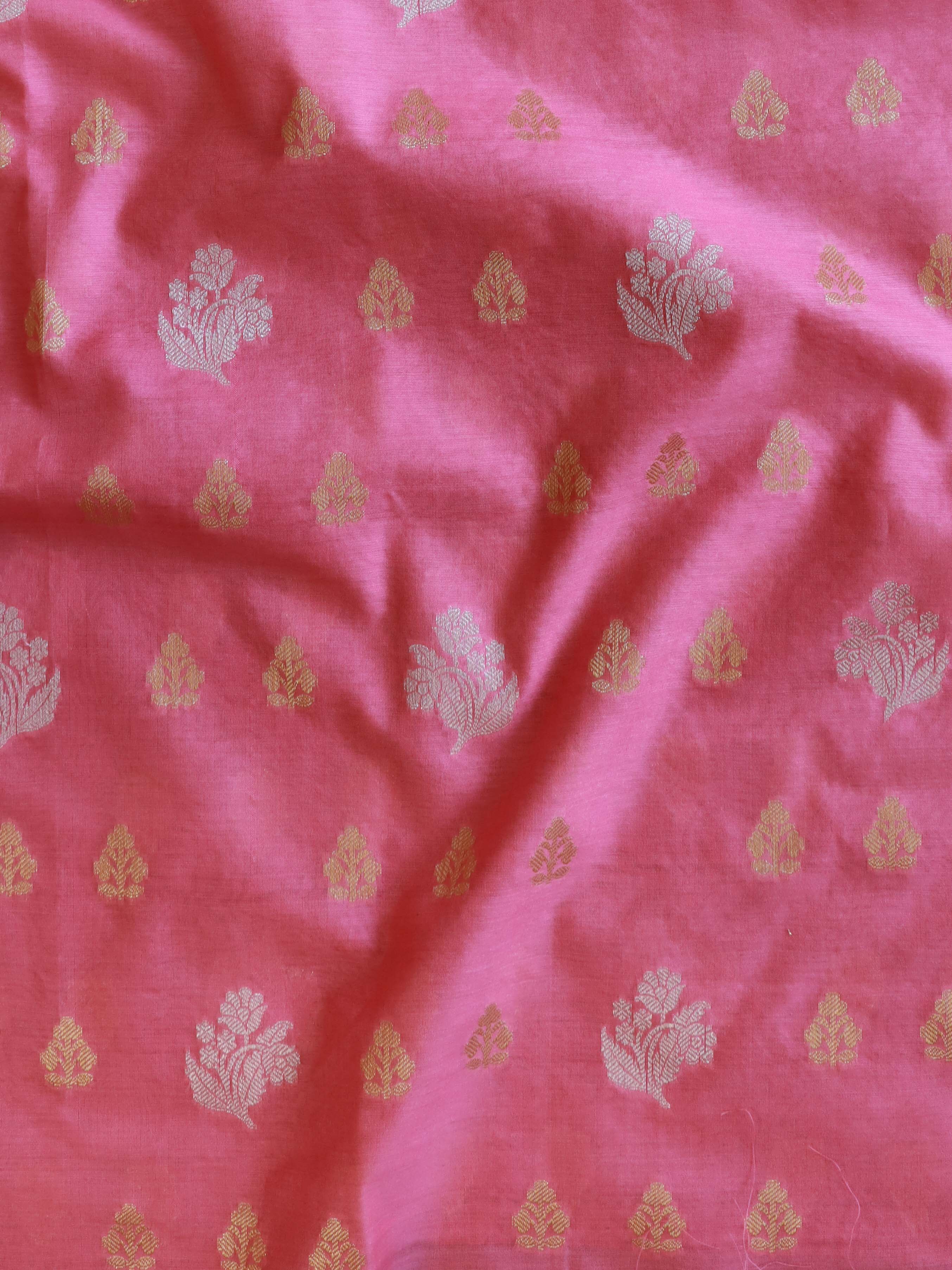 Banarasee Chanderi Cotton Shaded Salwar Kameez Fabric With Dupatta-Pink
