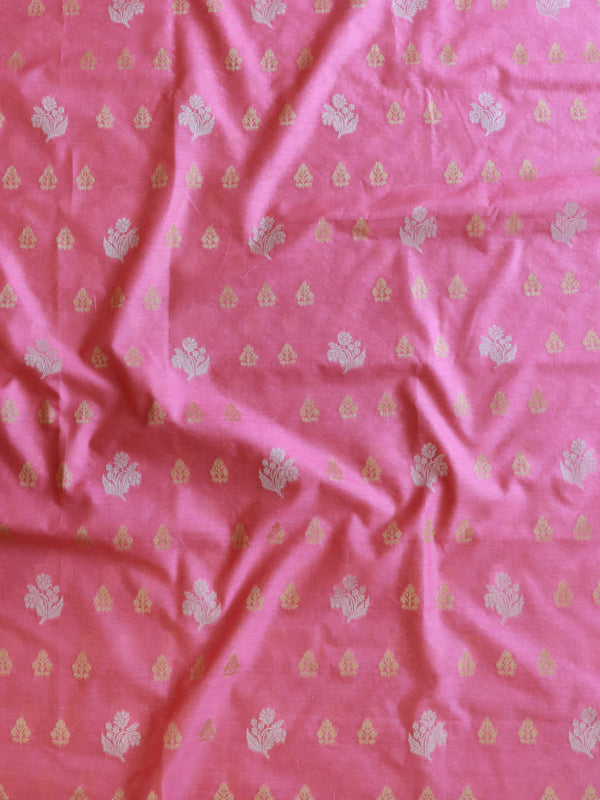 Banarasee Chanderi Cotton Shaded Salwar Kameez Fabric With Dupatta-Pink