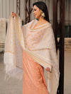 Banarasee Chanderi Cotton Salwar Kameez Set With Zari Work-Peach & White