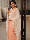 Banarasee Chanderi Cotton Salwar Kameez Set With Zari Work-Peach & White