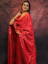 Banarasee Salwar Kameez Semi Katan Silk Fabric With Zari Work-Red