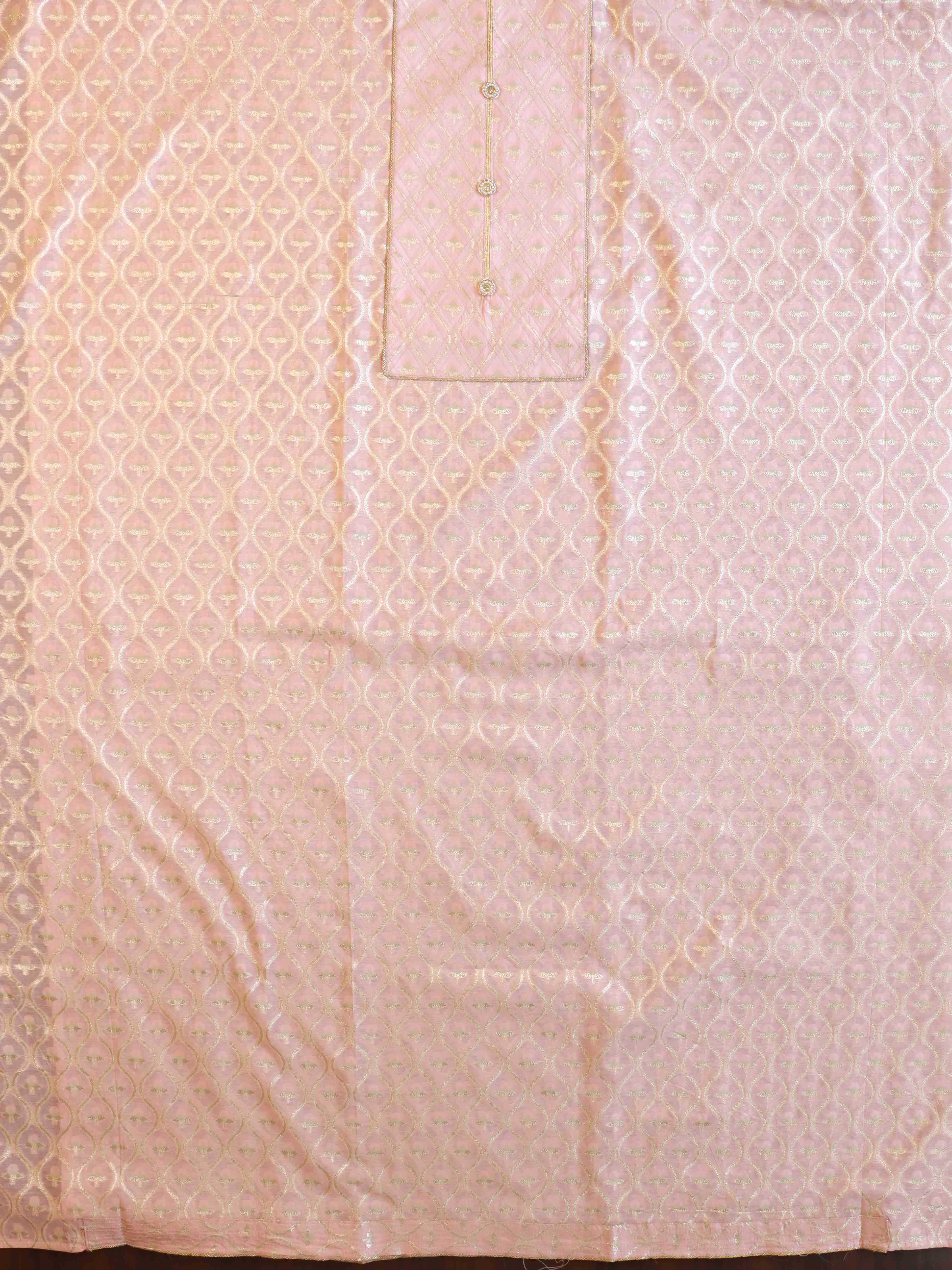 Banarasee Handloom Chanderi Zari Work Salwar Kameez Dupatta Set-Pink