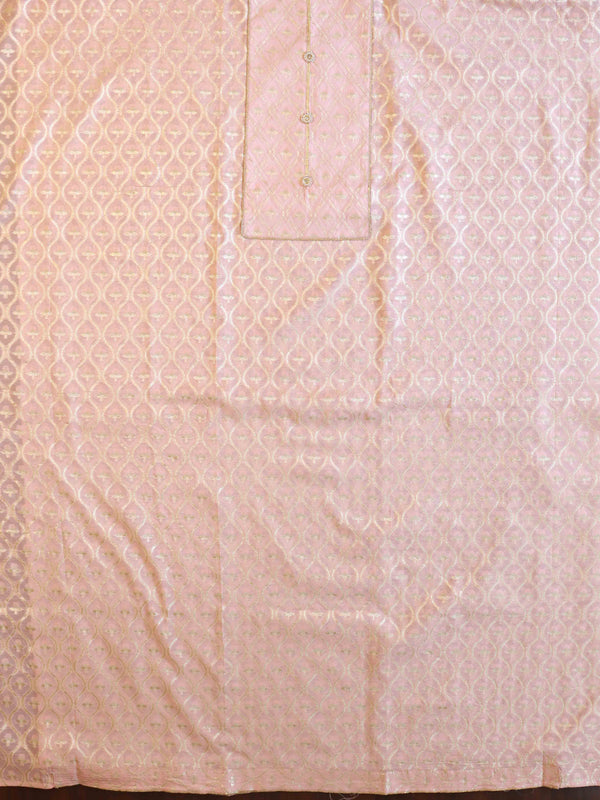 Banarasee Handloom Chanderi Zari Work Salwar Kameez Dupatta Set-Pink