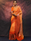 Banarasee Handwoven Dual Color Semi Silk Saree With Zari Work-Orange