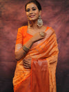 Banarasee Handwoven Dual Color Semi Silk Saree With Zari Work-Orange