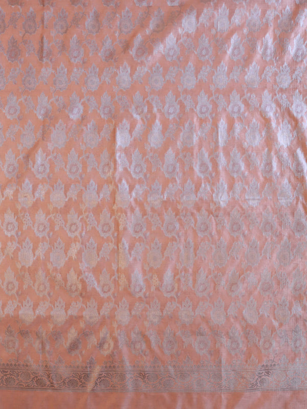 Banarasee Silver Zari Jaal Salwar Kameez With Embroidered Dupatta-Peach