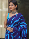 Handloom Mul Cotton Shibori Dyed Saree-Blue