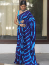 Handloom Mul Cotton Shibori Dyed Saree-Blue