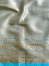 Banarasee Organza Mix Saree With Zari Buti & Border-Light Blue