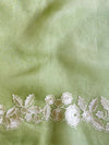 Banarasee Pure Organza Silk Saree With Floral Resham Embroidery-Light Green