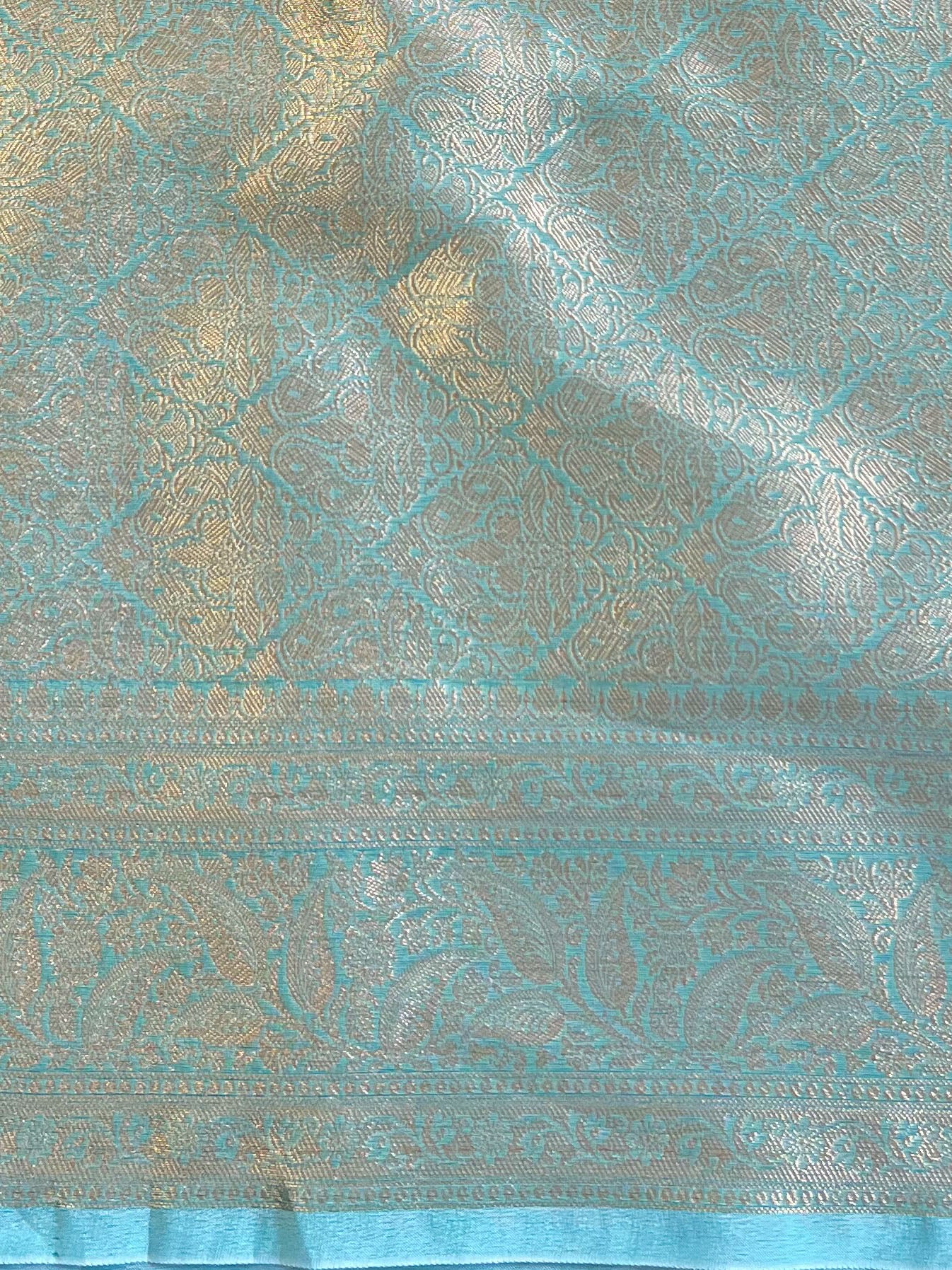 Banarasee Organza Mix Saree With Zari Jaal & Border-Blue