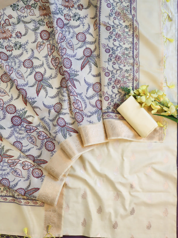 Banarasee Cotton Salwar Kameez Fabric With Digital Print Dupatta-Yellow