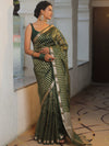 Banarasee Handwoven Striped Tissue Saree-Green