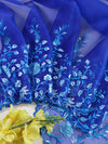 Banarasee Pure Organza Silk Saree With Floral Resham Embroidery-Royal Blue