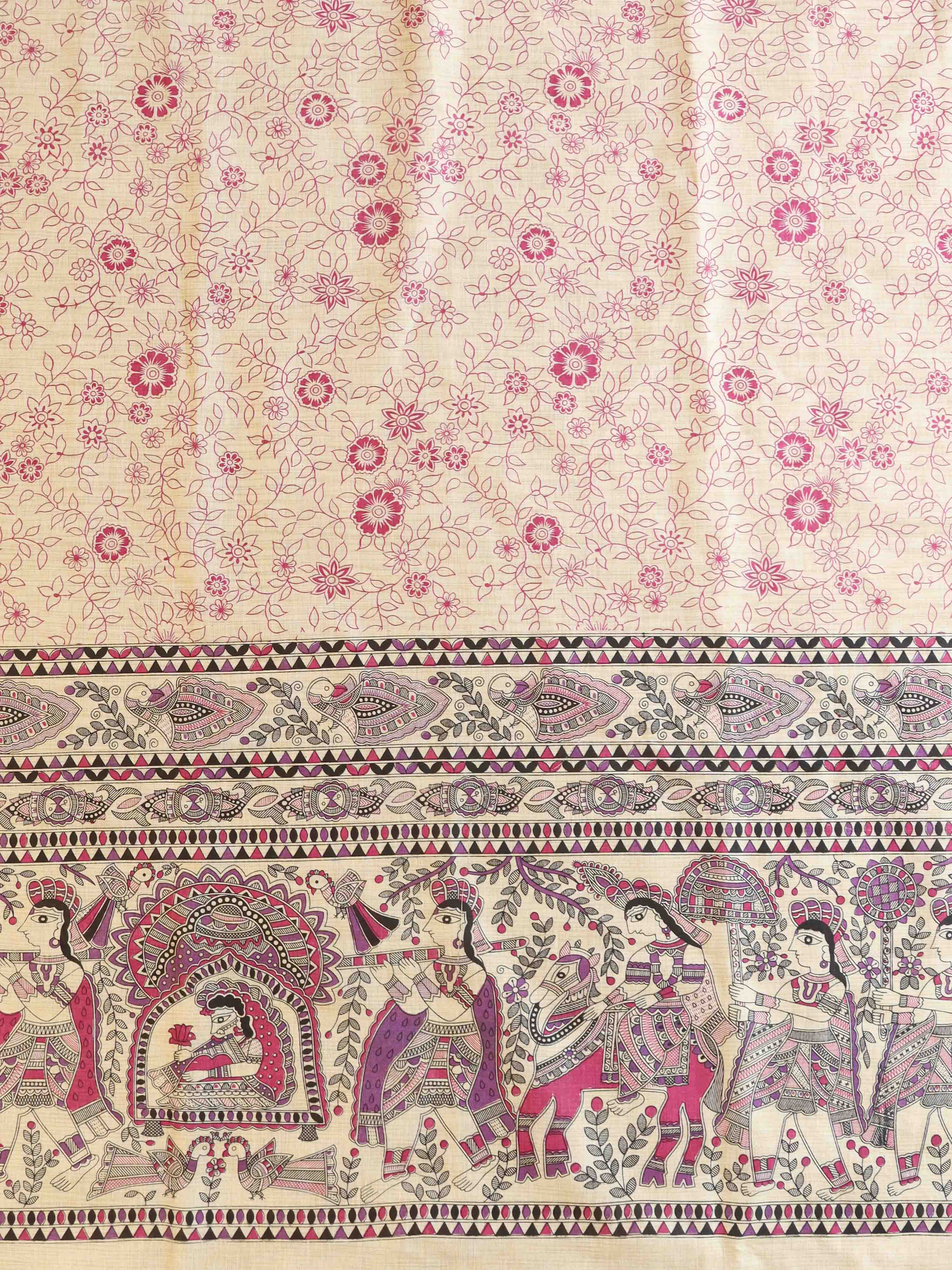 Handloom Block Printed Khadi Cotton Salwar Kameez Dupatta Set-Beige